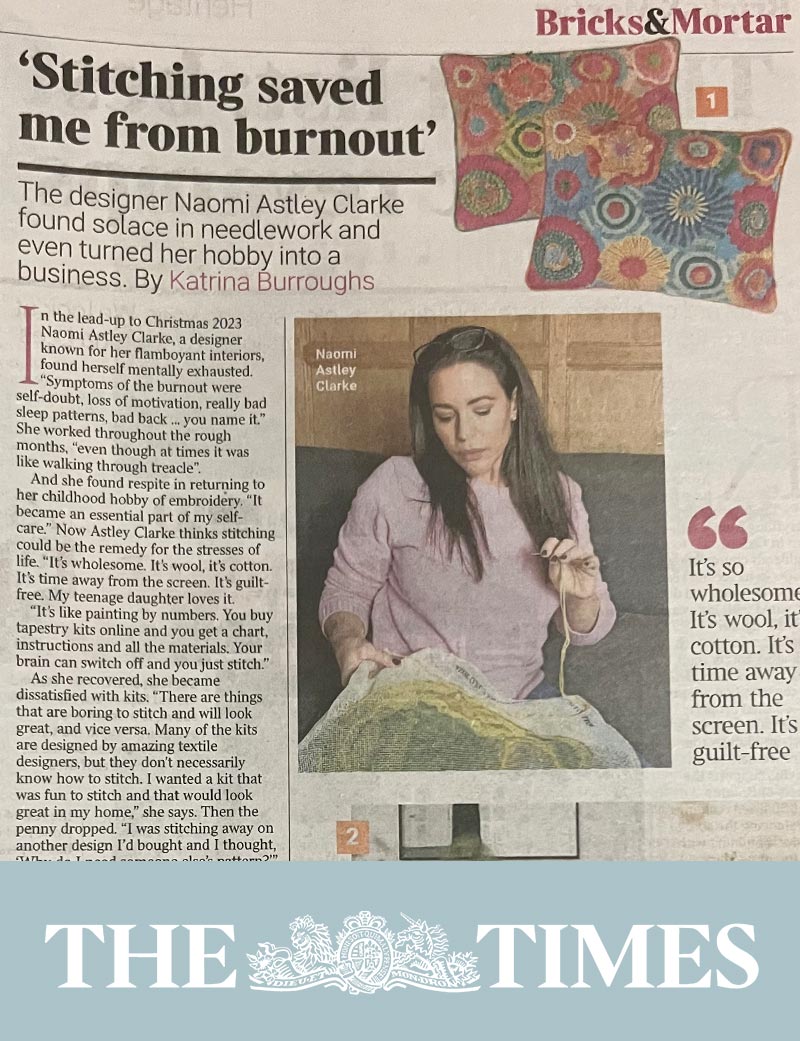 The Times - 'Stitching saved me from burnout'